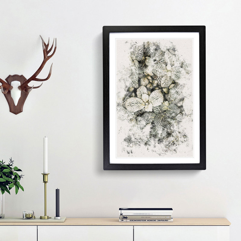 Plant Leaves Abstract - Picture Frame Painting Print, Black Framed, 33cm H x 24cm W x 2cm D