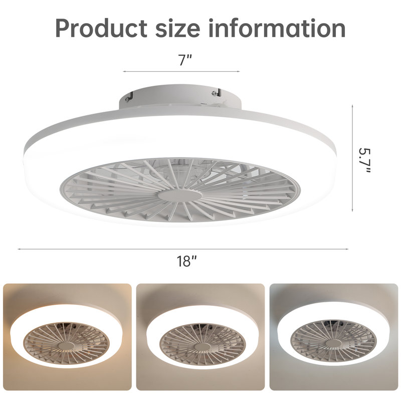 17" 5-Blade White LED Ceiling Fan With Remote Control