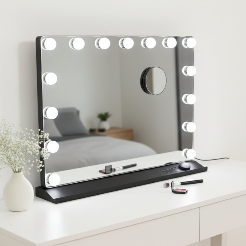 Miroir de plancher en bois Athenais, Noir