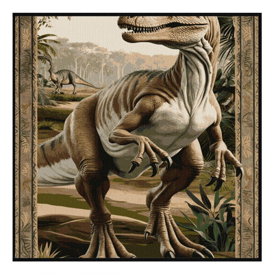 Tapis brun dinosaures lavable à la machine