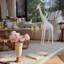 Sculpture moderne girafe blanche 39,5 "avec lustre en cristal, lumière décorative
