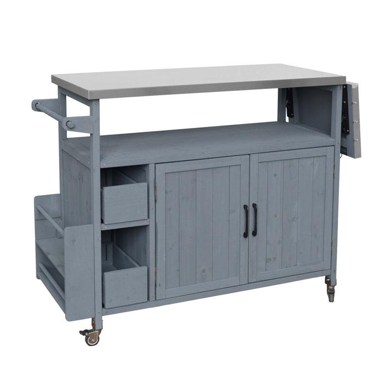 Chariot de cuisine pour l'extérieur 54,33 po, Bleu gris