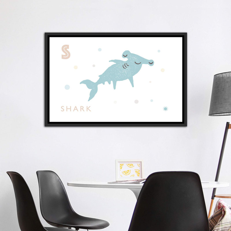 " Shark ", No Mat, 40" H x 60" W x 1.5" D, Black Framed Canvas