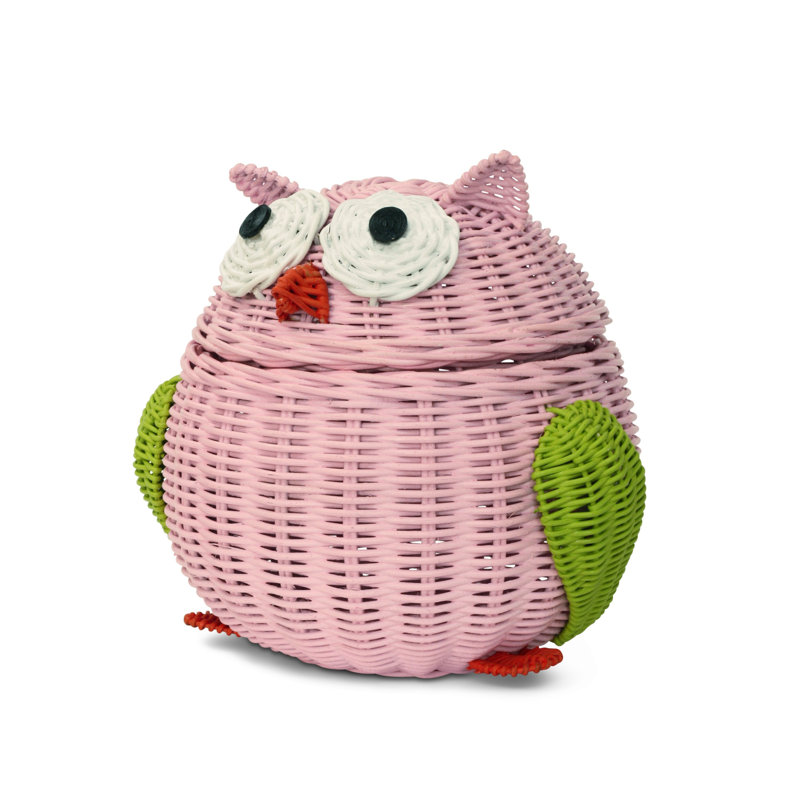 Millwood Pines Rattan Decorative Basket, Pink, 7" H x 6.5" W x 5.5" D