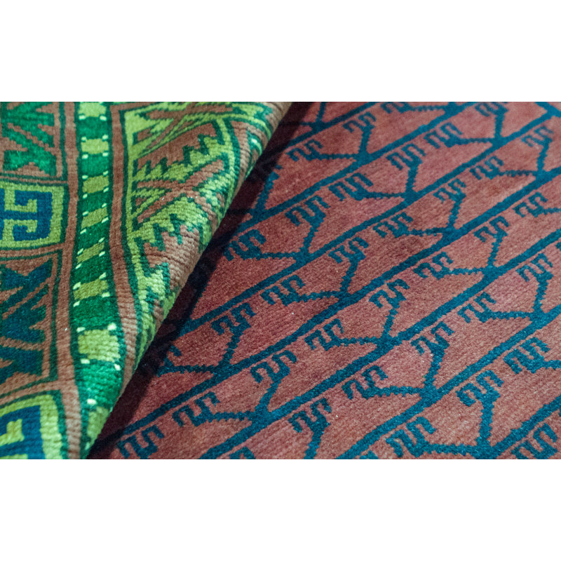 Hand-Knotted High-Quality Purple and Green Area Rug