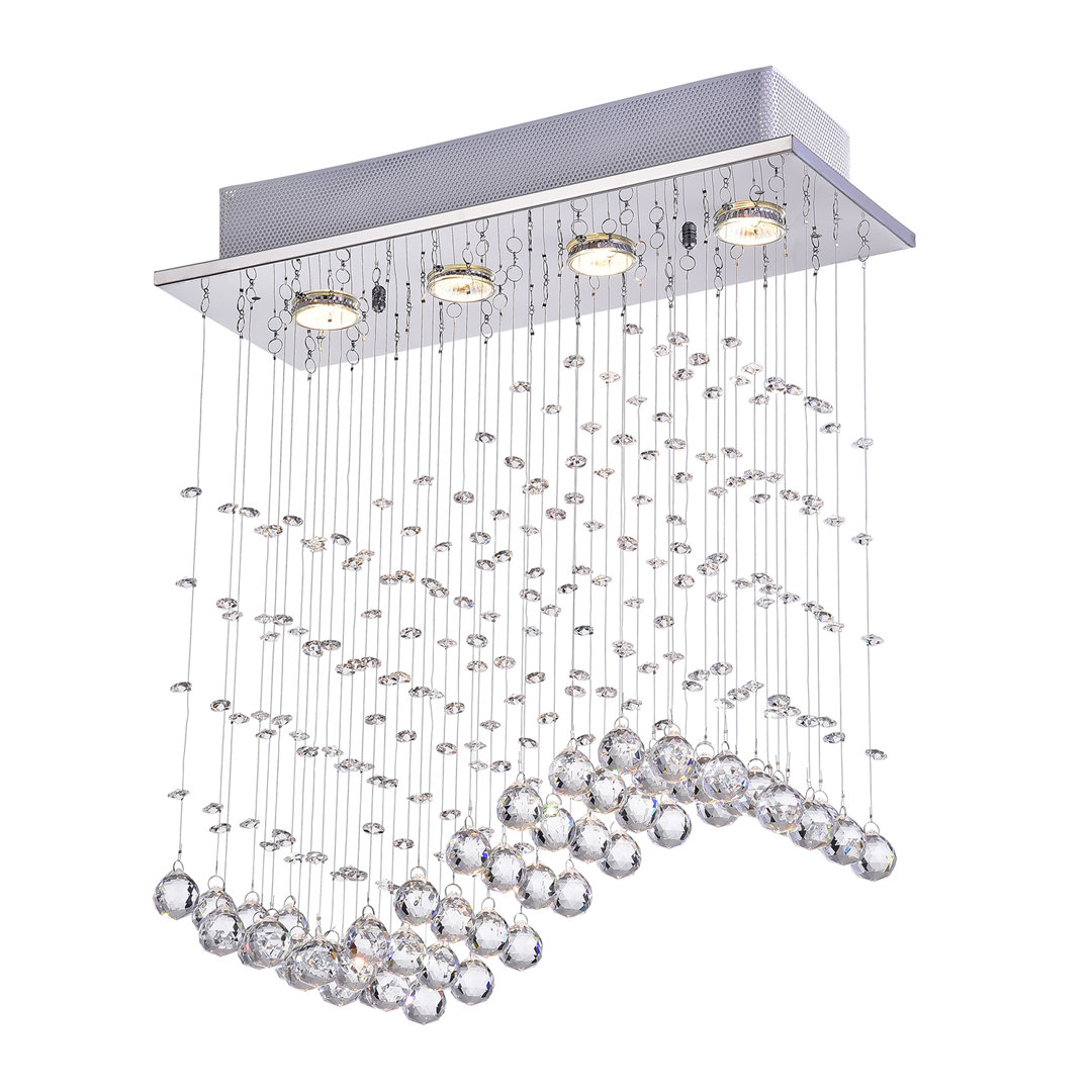 Omara 4 - Light Wave Crystal Flush Mount Chandelier Glam Light Orren Ellis