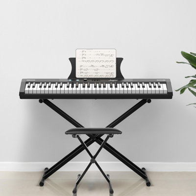 61 Key Keyboard Piano, Protable Electric Semi-Weighted Piano Keyboard For Beginner/Professional(With Stand, Stool)