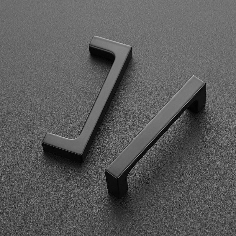 Poignées carrées pour armoires de cuisine, paquet de 10, poignées plates plates, 3 po, noir mat, 3", Noir, 10