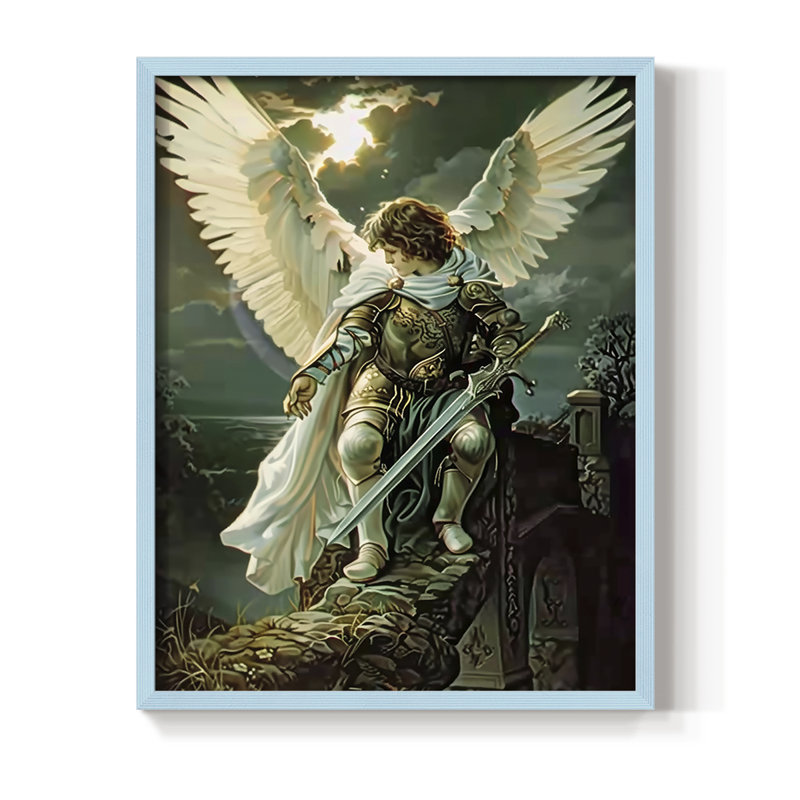 «Religious Series CDxxxvi», reproduction encadrée - bois massif, H 11 po x l 9 po, Bleu