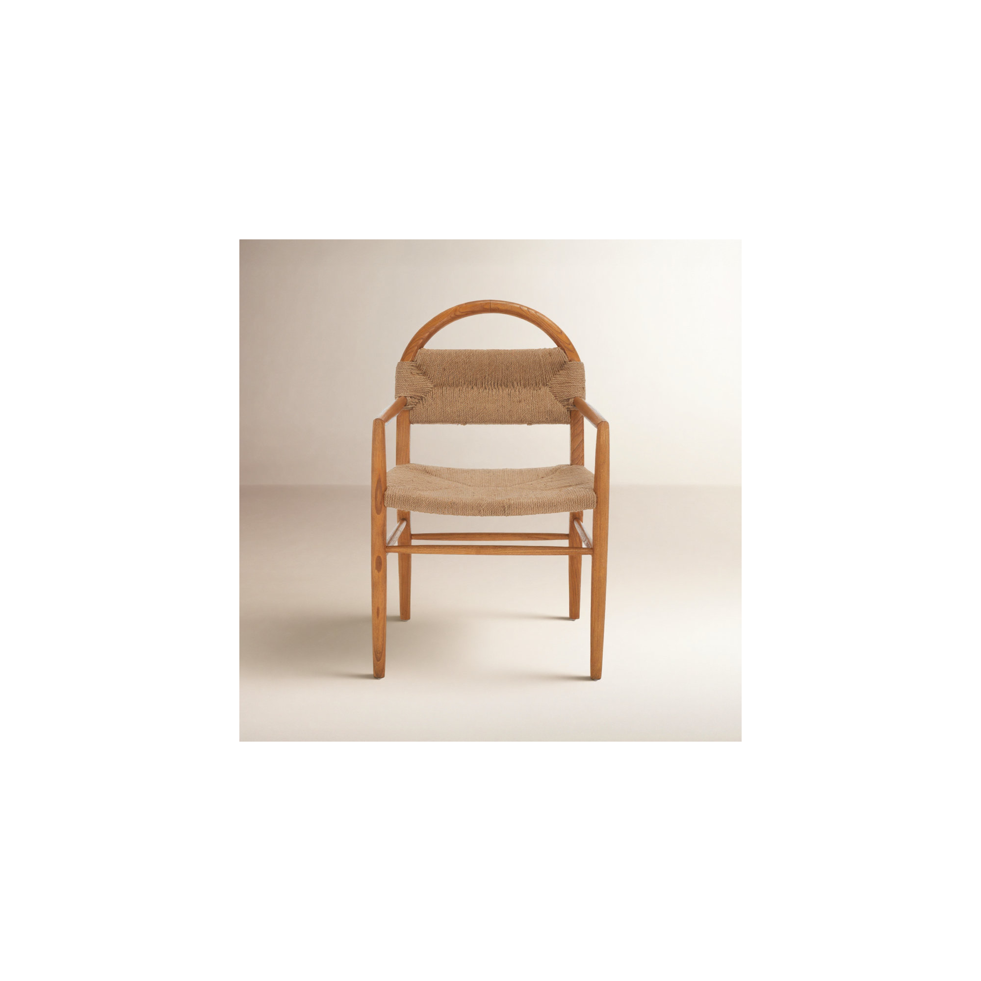 Kashmir Solid Wood Arm Chair, Beige, Brown