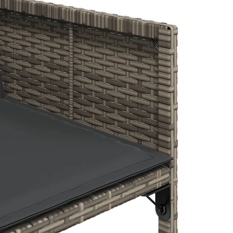  Ensemble repas 9 pièces pour patio avec coussins en rotin de polyester gris, Gris, Gris foncé