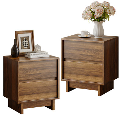 Table de bout Delano avec 2 tiroirs, table de bout avec pieds ronds pour le salon et la chambre à coucher