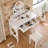 Compact Makeup Vanity Table With Reversible Mirror, Dressing Table Set With Stool, Space-Saving Beauty Station For Small Places