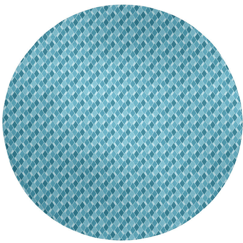 Tapis bleu à carreaux rétro, Rectangle 4 pi x 6 pi