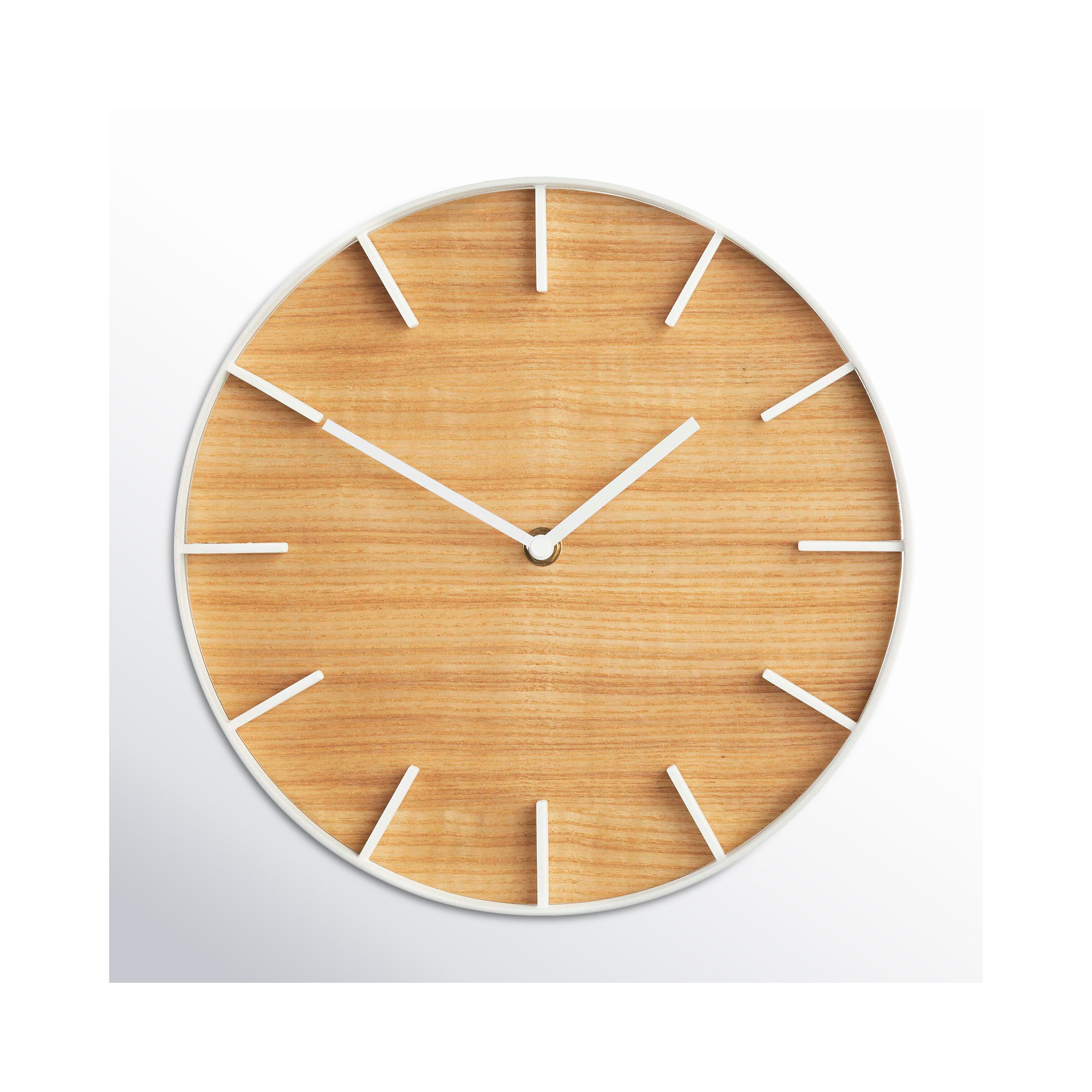 Rin Yamazaki Home Wall Clock, Modern Wood Home Decoration, Steel + Wood, Step Motion Second, Ash