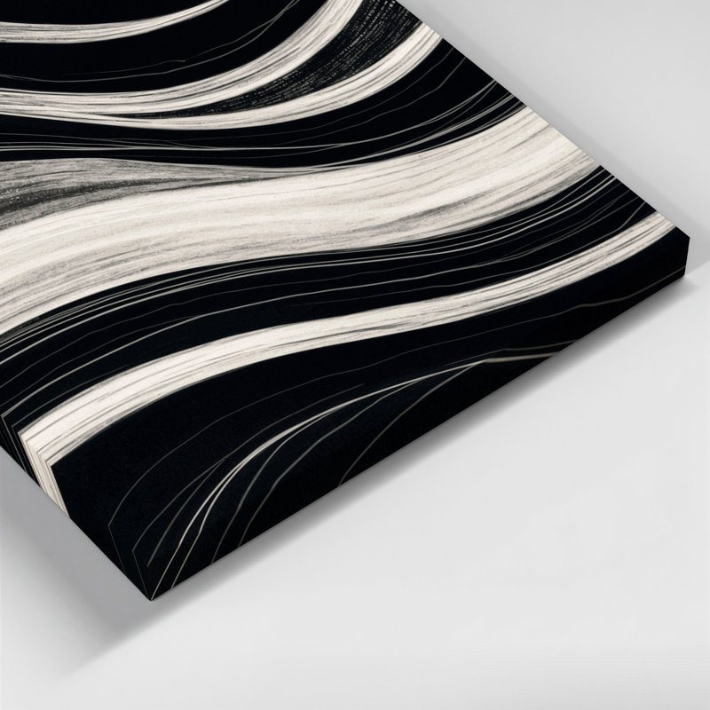 Toile horizontale rayée gris clair, gris foncé et noir, H 16 po x l 16 po