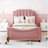 Modern Upholstered Daybed with Classic Stripe Shaped Headboard-1476237346