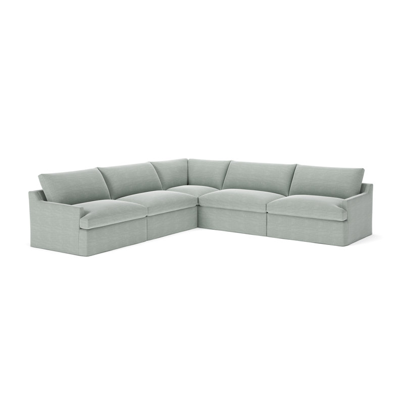 Canapé modulaire 5 pièces Wrenley, Tissu natté Capri conversation