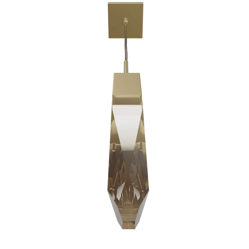Mini-luminaire suspendu 1 lumière DEL Aspen, Laiton brossé, Transparent Aspen K9, Transparent