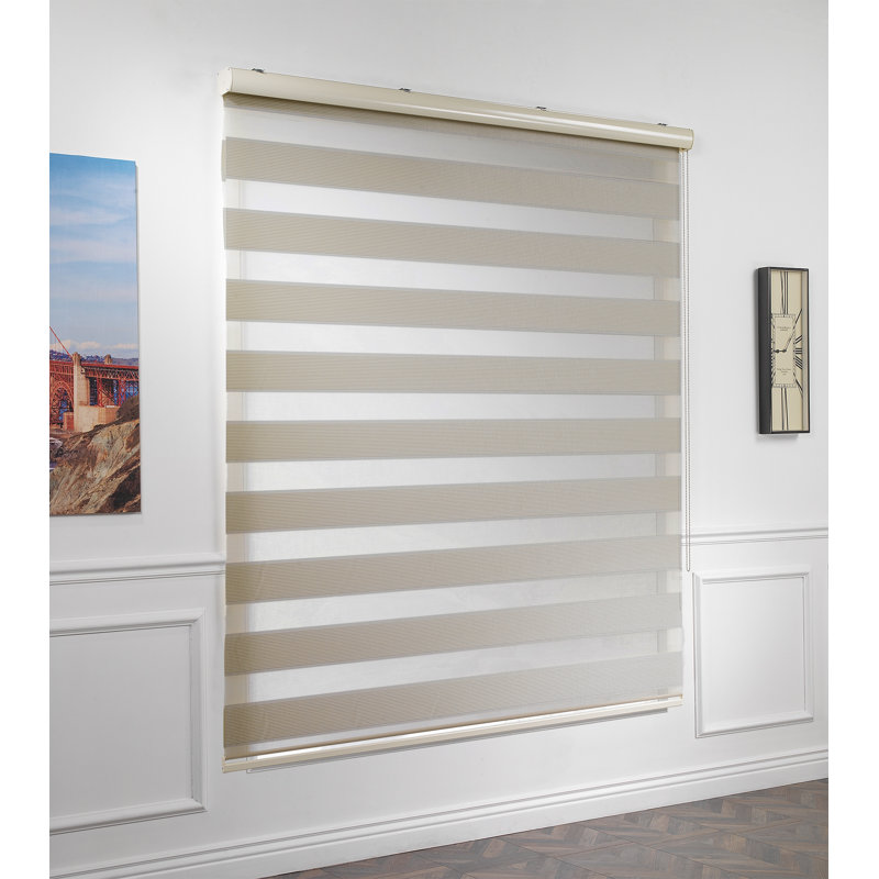 Rideau à fines rayures, L 45,75 po x L 72 po, Beige