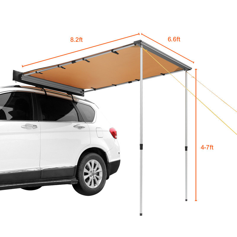 Auvent rétractable latéral pour voiture 6,6 pi x 8,2 pi, UV50 + imperméable avec sac de rangement pour VUS, camion et camping-car