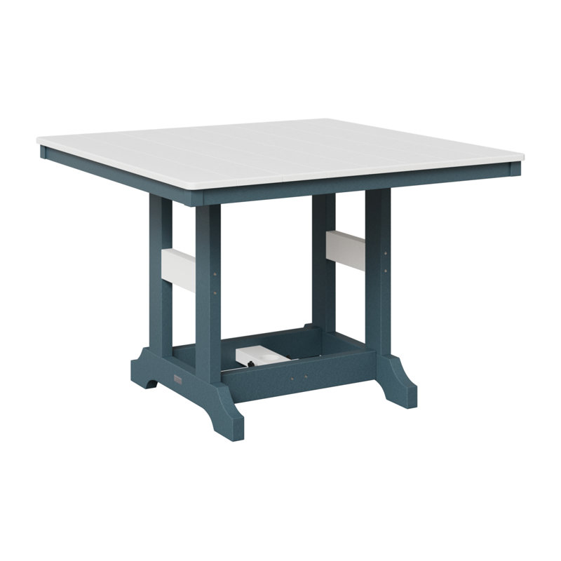 Garden Classic Outdoor Square Bar Table, Slate, White