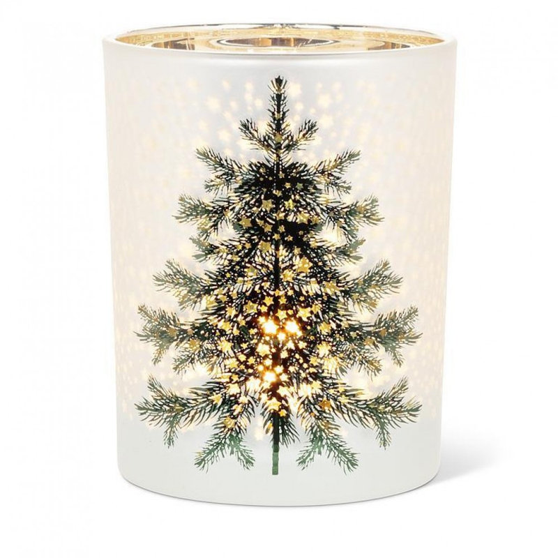 Medium Frosted Tree With Stars Candle Holder