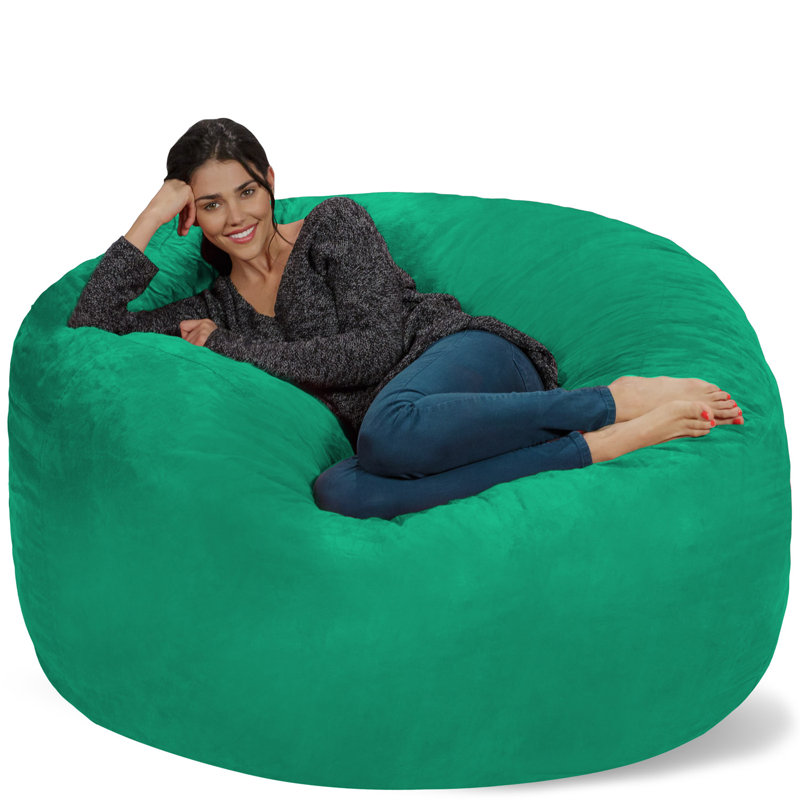 Bean Bag Chair: Giant 5' Shredded Memory Foam Filled Furniture Bean Bag with Removable and Machine Washable Cover - Big Bean Bag Sofa Lounger with Soft Micro Fiber Cover - Multiple Colors and Fabrics