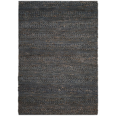 Tekla Natural Fibre Hand Woven Jute/Cotton Striped Rug in Grey