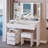 41" Large Size Left Drawer Desktop Vanity Table+Cushioned Stool, Extra Large Touch Control LED Mirror-115455513