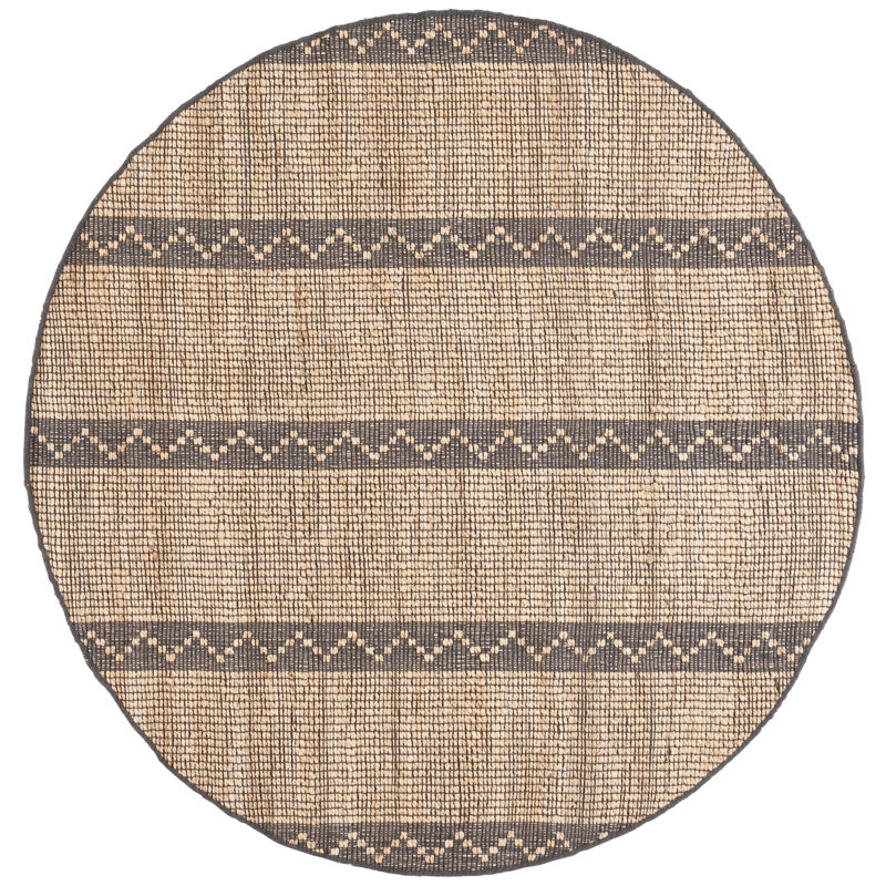 Iyadurai Natural Fiber Flat Weave Jute Pile Southwestern Rug, Square 6'
