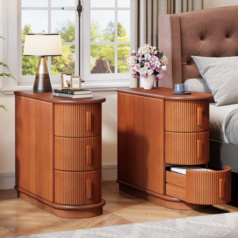 Pazmora 3 - Drawer Solid Wood End Table No assembly required, Brown