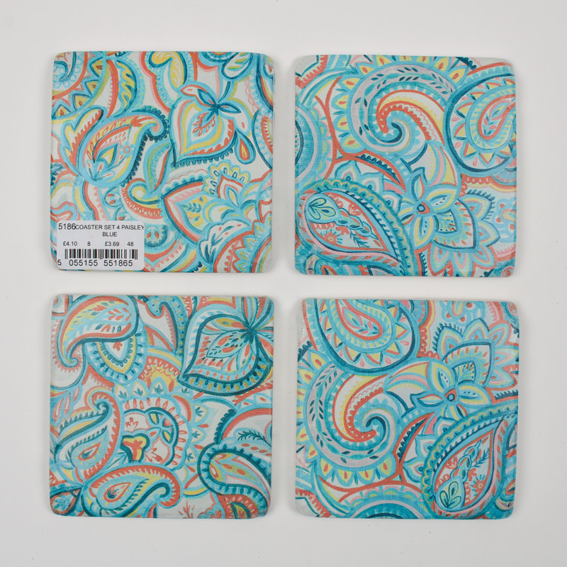 Ceramic Square 4 Piece Coaster Set