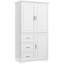 Tall And Wide Storage Cabinet With Doors For Bathroom Office, Three Drawers