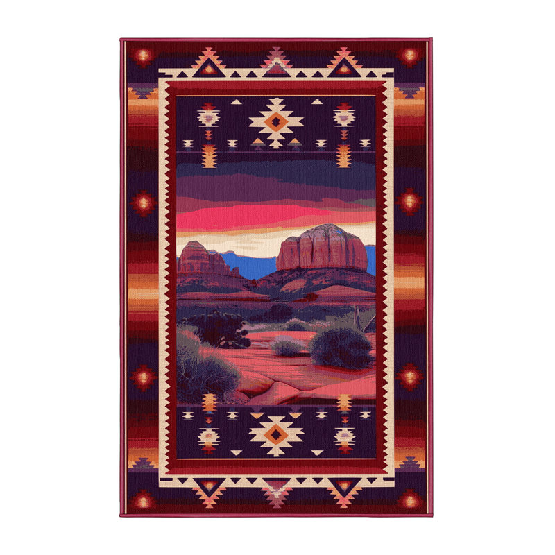  Tapis lavable Sedona Sunset Southwestern, Rectangle 5 pi x 7 pi