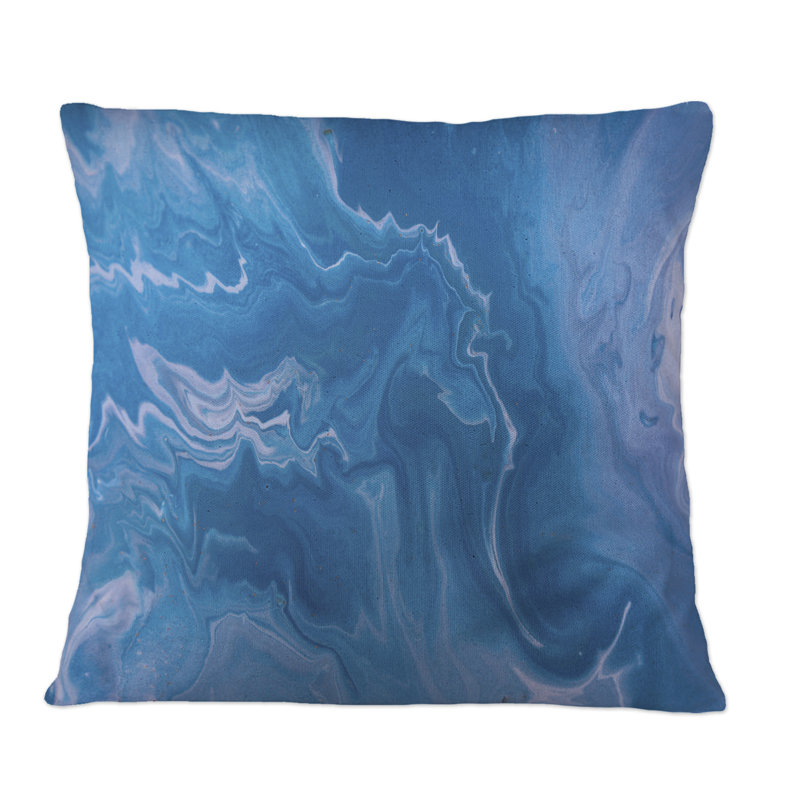 Coussin décoratif marbré bleu avec paillettes dorées - imprimé moderne, 16 po x 16 po