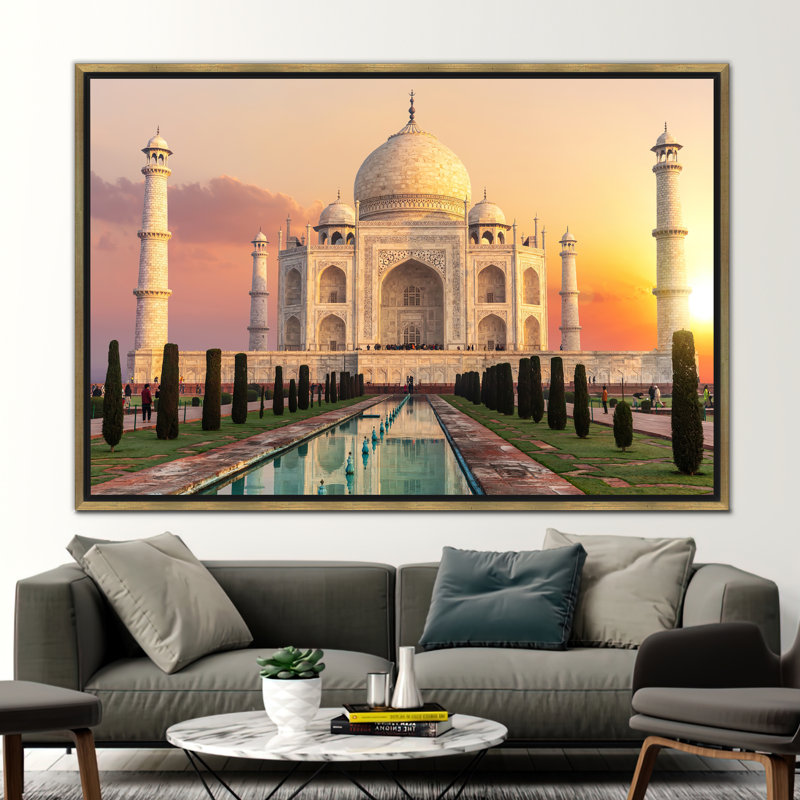 Print on Canvas, 70 cm H x 100 cm W, Framed Print without Mat, Gold