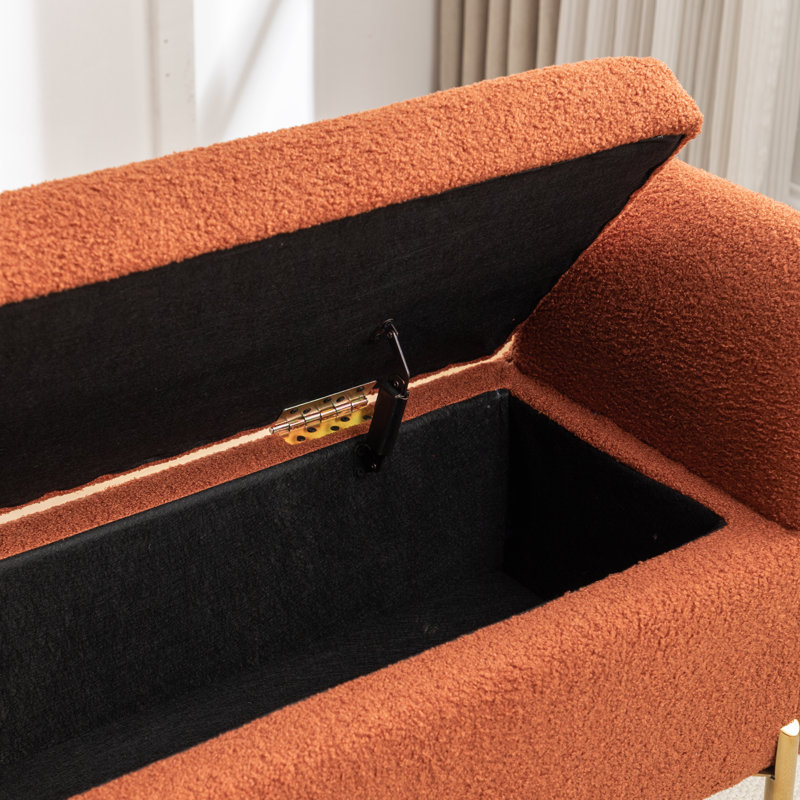 Banc de rangement rembourré Leaysia, Orange