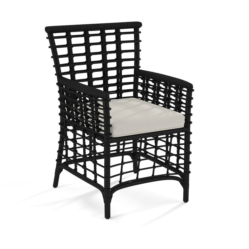 Luca Dining Armchair, Black, White Performance Fabric