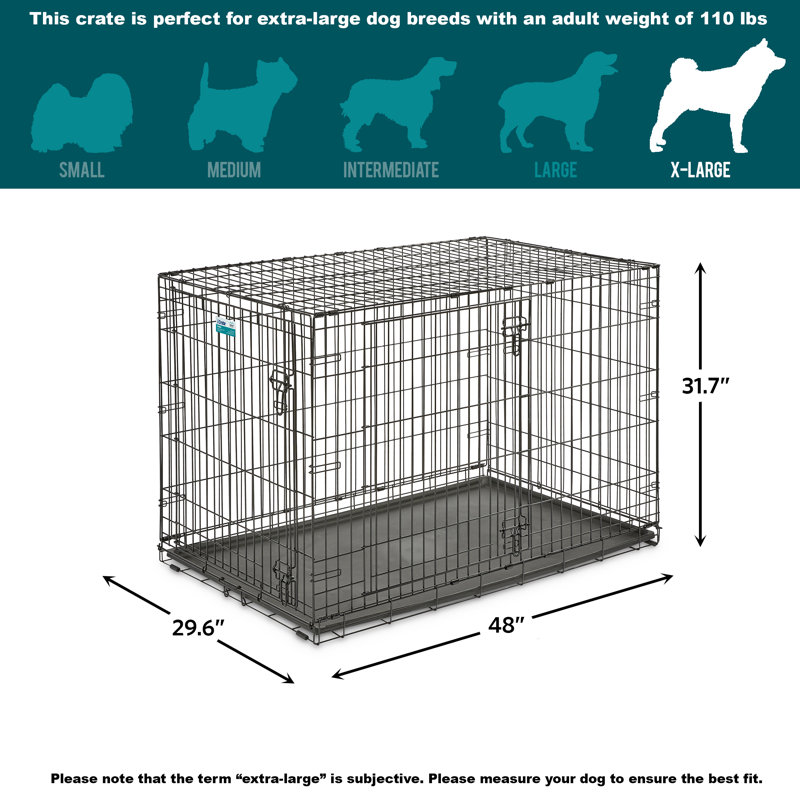 MidWest Homes for Pets Double Door iCrate, Extra Large (32" H x 31" W x 49" D)