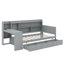 Lit de jour simple en bois avec tiroirs et bureau-279500698