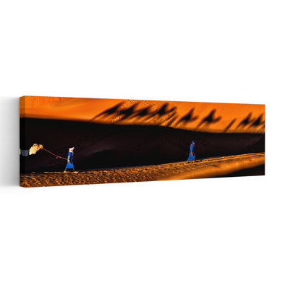 Desert Caravan Shadows by Giovanni Cavalli - Wrapped Canvas Panoramic Print