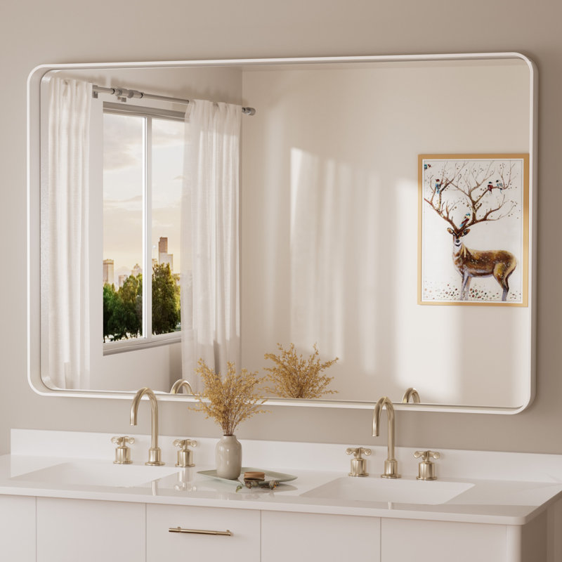 Miroir d'appoint Tyro, 32 po x 24 po, Blanc, Rectangulaire