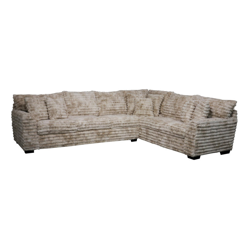 Gus Upholstered Sectional, Tan Polyester Blend