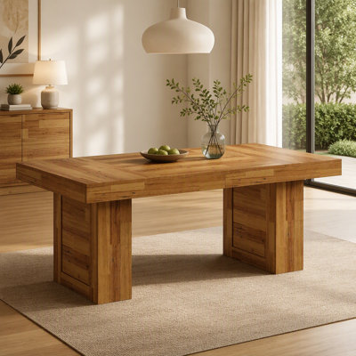 63″ Farmhouse Dining Table for 6, Rectangular Kitchen Dinner Table with Patchwork Wood Grain and 7.6″ Wide Slatted Legs, Industrial Dining Rooms