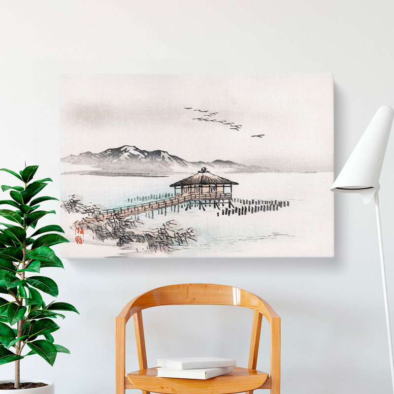 Cottage by the Sea by Kono Bairei - Wrapped Canvas, 35cm H x 50cm W x 3cm D