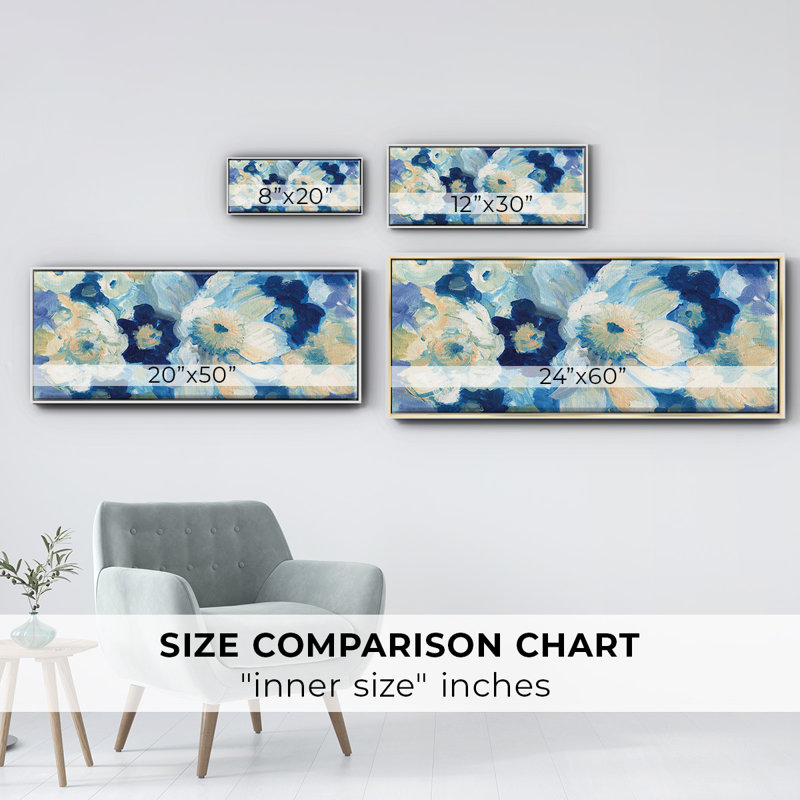 Blue Nocturne II- Framed Canvas, 24" H x 60" W