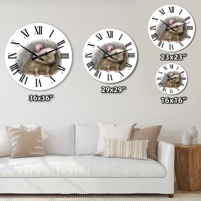 Hedgehog Wildlife Animal on White - Traditional Wall Clock