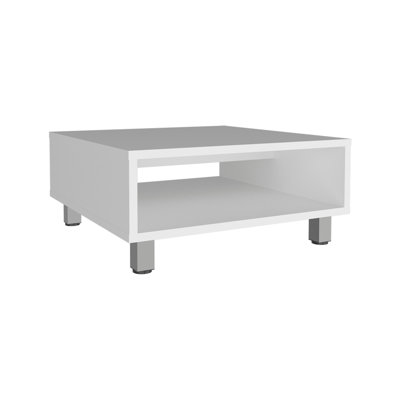 Eclipse 10" H Low Minimalistic Square Coffe Table With Open Storage White