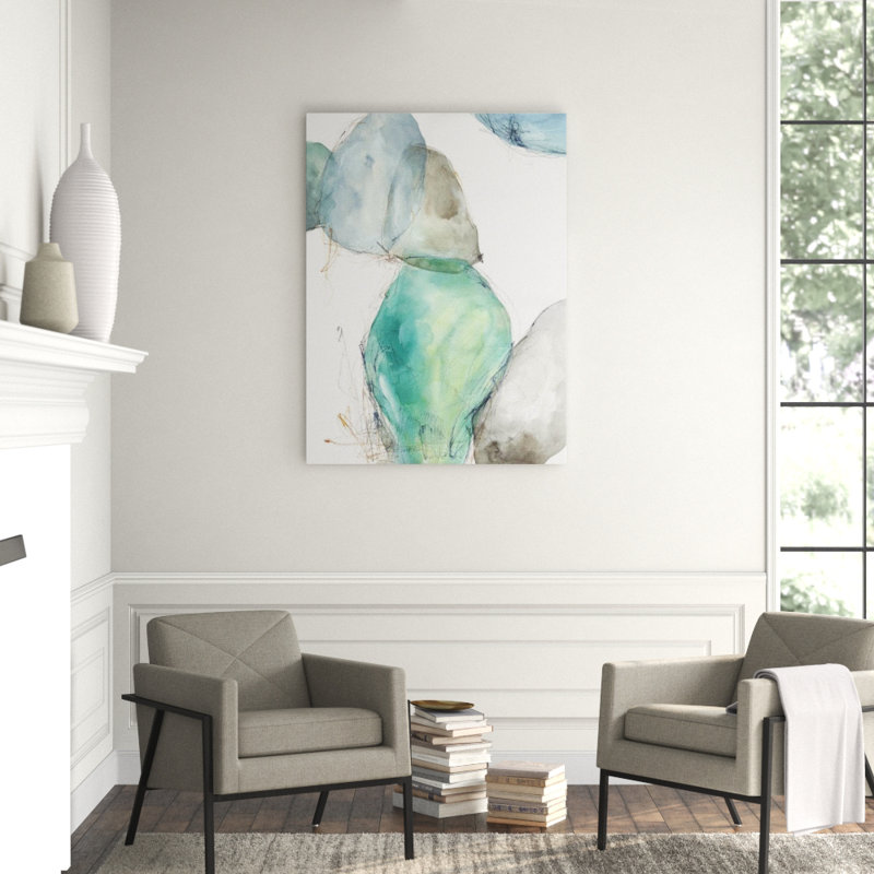 Blue Pebbles I Painting by Janice Sadler, Image Brush Gel, 63" H x 47" W